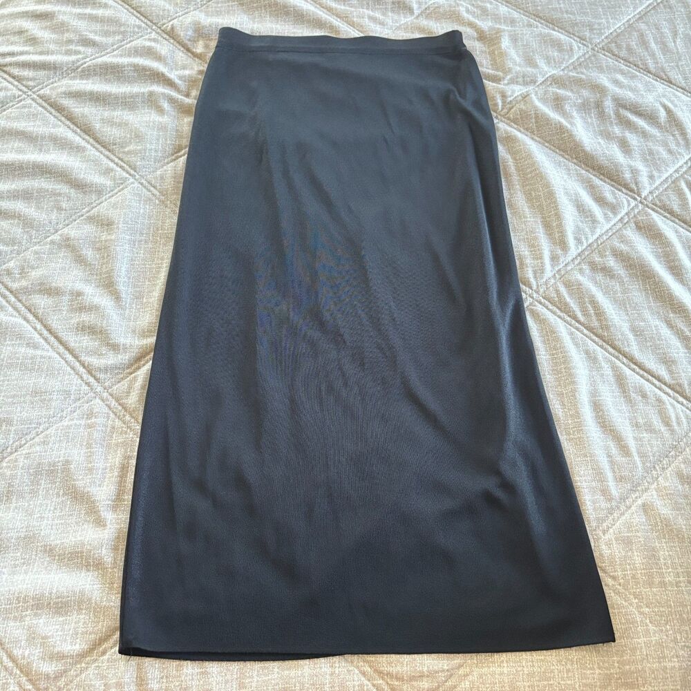 Exclusively Misook: Petite Women's Black Pull-On Knit Midi/Maxi Skirt - Size M